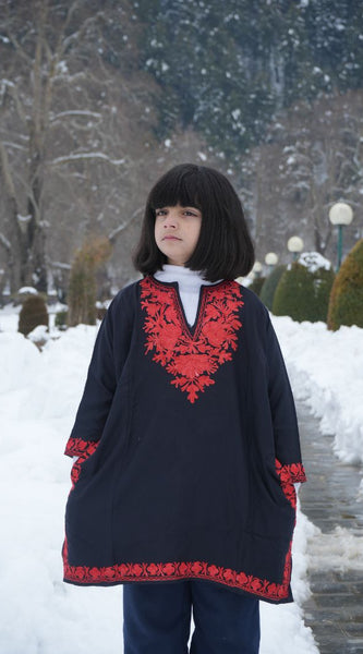 Luzito Traditional Kashmiri Pherans - Black & Red