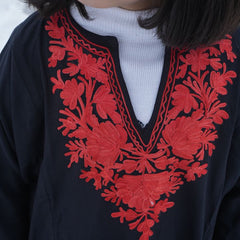 Luzito Traditional Kashmiri Pherans - Black & Red