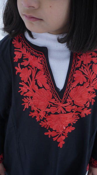 Luzito Traditional Kashmiri Pherans - Black & Red