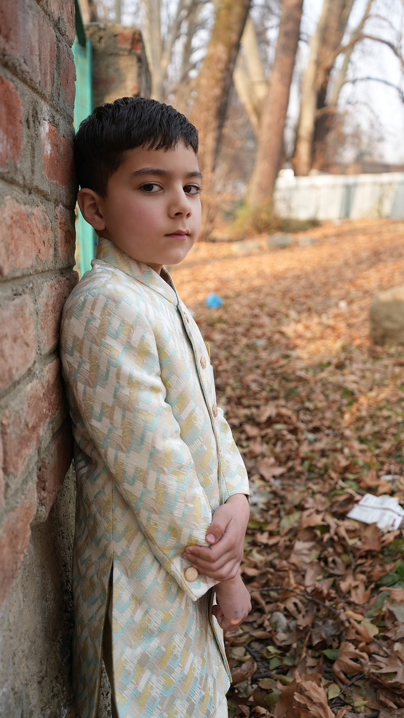 Side view of Luzito Solace Sherwani highlighting tailored fit and comfortable festive wear design.