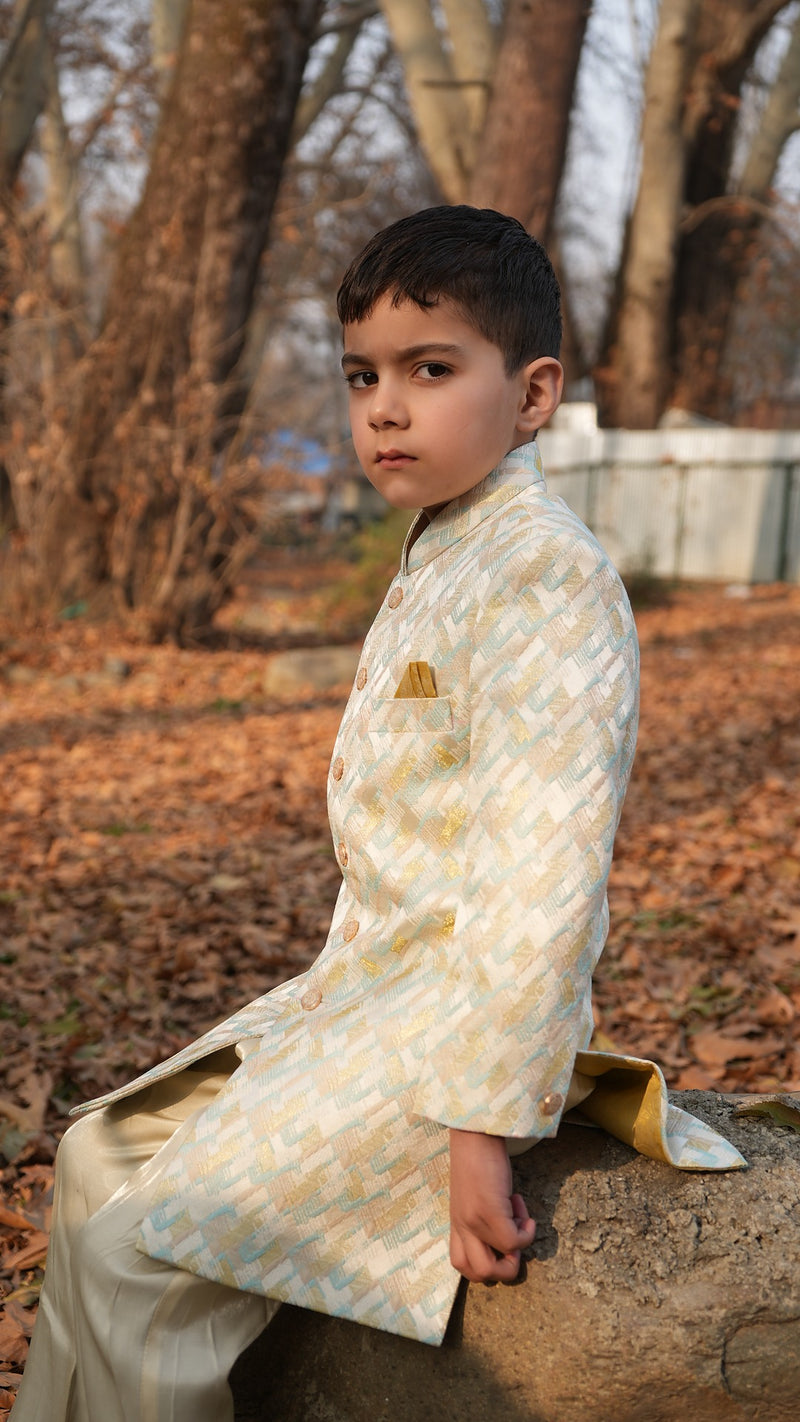 Side view of Luzito Solace Sherwani highlighting tailored fit and comfortable festive wear design.