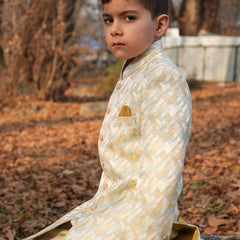 Side view of Luzito Solace Sherwani highlighting tailored fit and comfortable festive wear design.