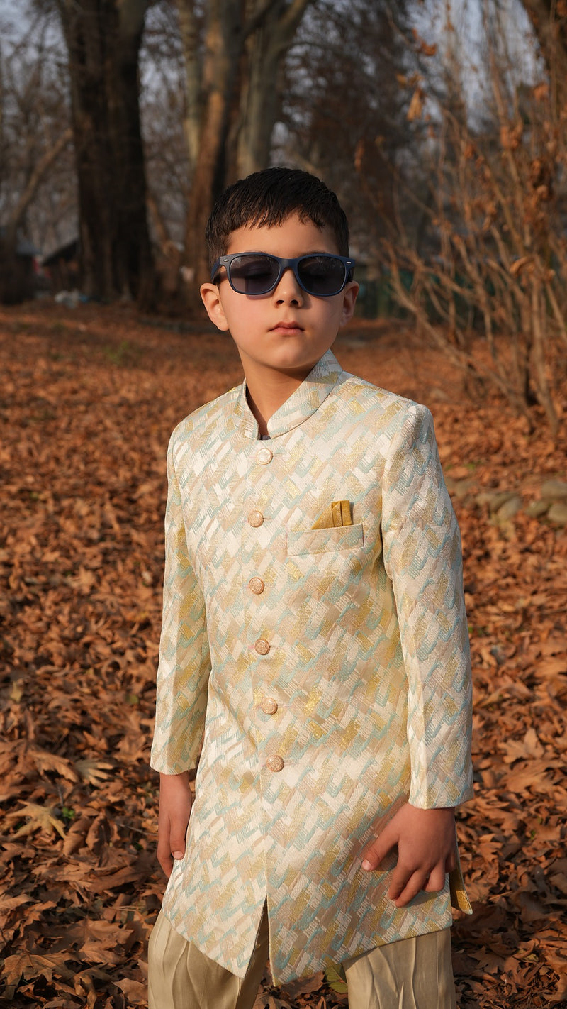 Luzito Solace Sherwani for boys, featuring premium ethnic design with royal elegance for weddings and festive occasions.