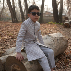 Luzito Azura Sherwani for boys, showcasing premium ethnic wear with royal elegance for weddings and festive occasions.