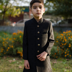 Front view of Luzito Imperio Sherwani for boys featuring refined ethnic styling and a classic festive silhouette.