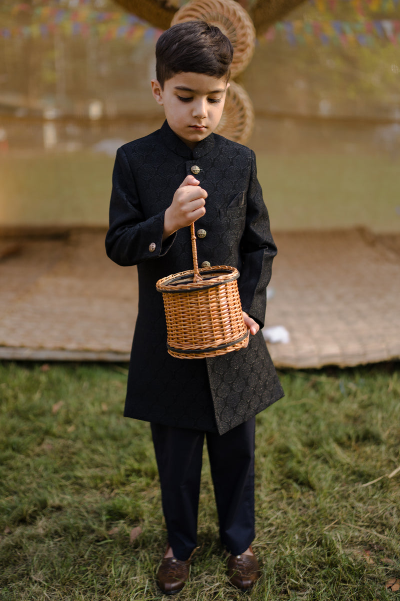 Front view of Luzito Imperio Sherwani for boys featuring refined ethnic styling and a classic festive silhouette.
