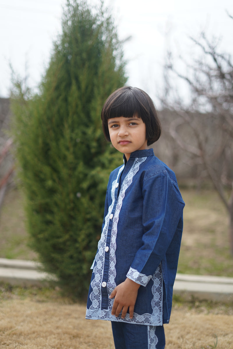 Noor Indigo Lace Kurta Set