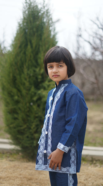 Noor Indigo Lace Kurta Set