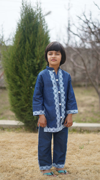 Noor Indigo Lace Kurta Set